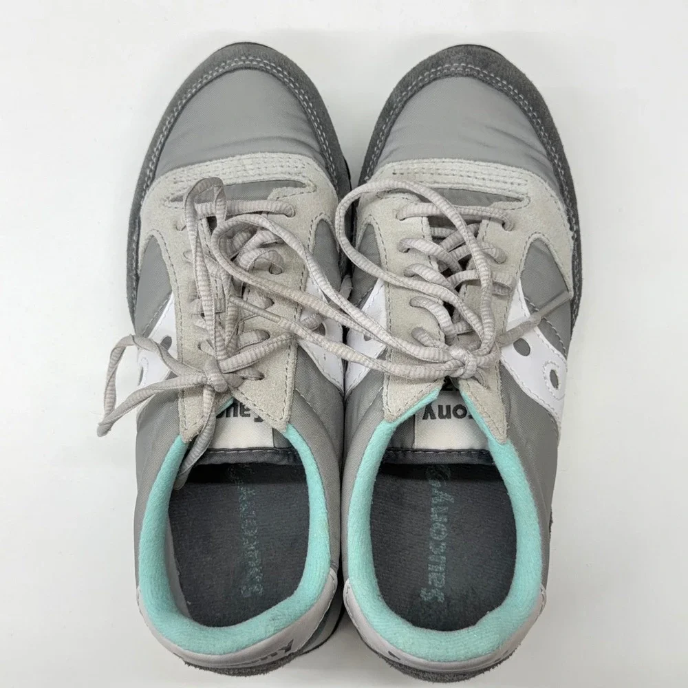 Saucony Jazz Low Pro Grey Mint Green Suede Nylon Sneakers 1866-103 Womens 7‎